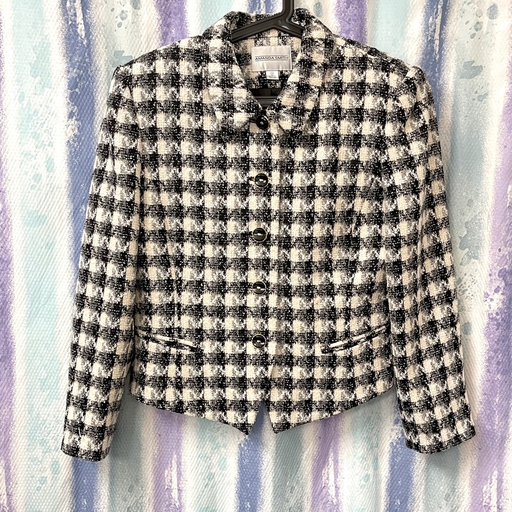 Amanda Smith size 14 black and white blazer jacket